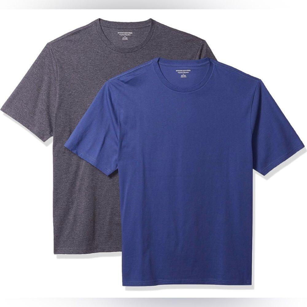 Amazon Essentials Men's Short-Sleeve Crewneck T-Shirt Size M Pack of 2 (585)